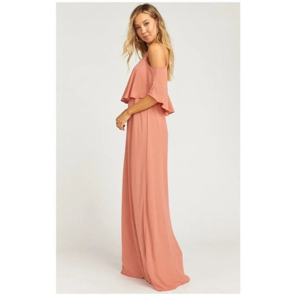 Show Me Your Mumu Caitlin Ruffle Maxi Dress I Rustic Mauve Special occasion S - Picture 3 of 12